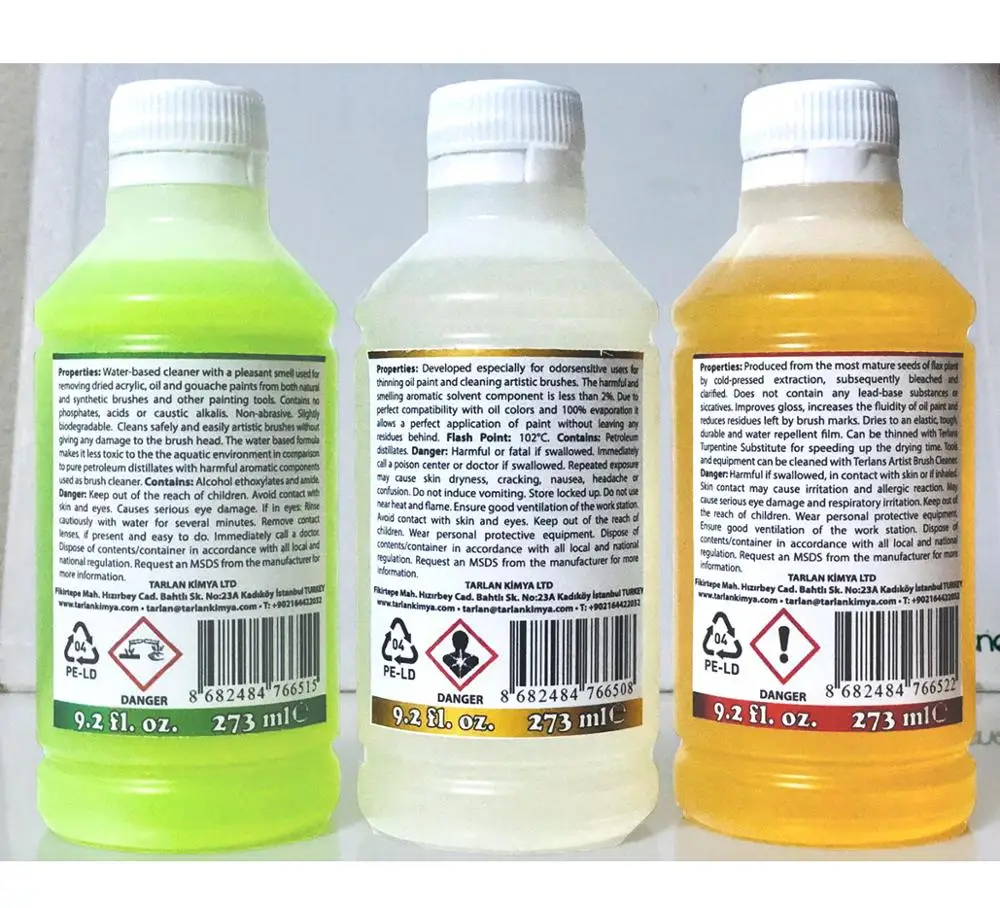 Terlans масляная краска 3x273 ml чистящее средство для красок художника mатериалы