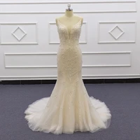 new mermaid wedding dress 2021 sexy wedding gowns flower robe de mariee vestido de noiva embroidery pattern beads v neck sj030