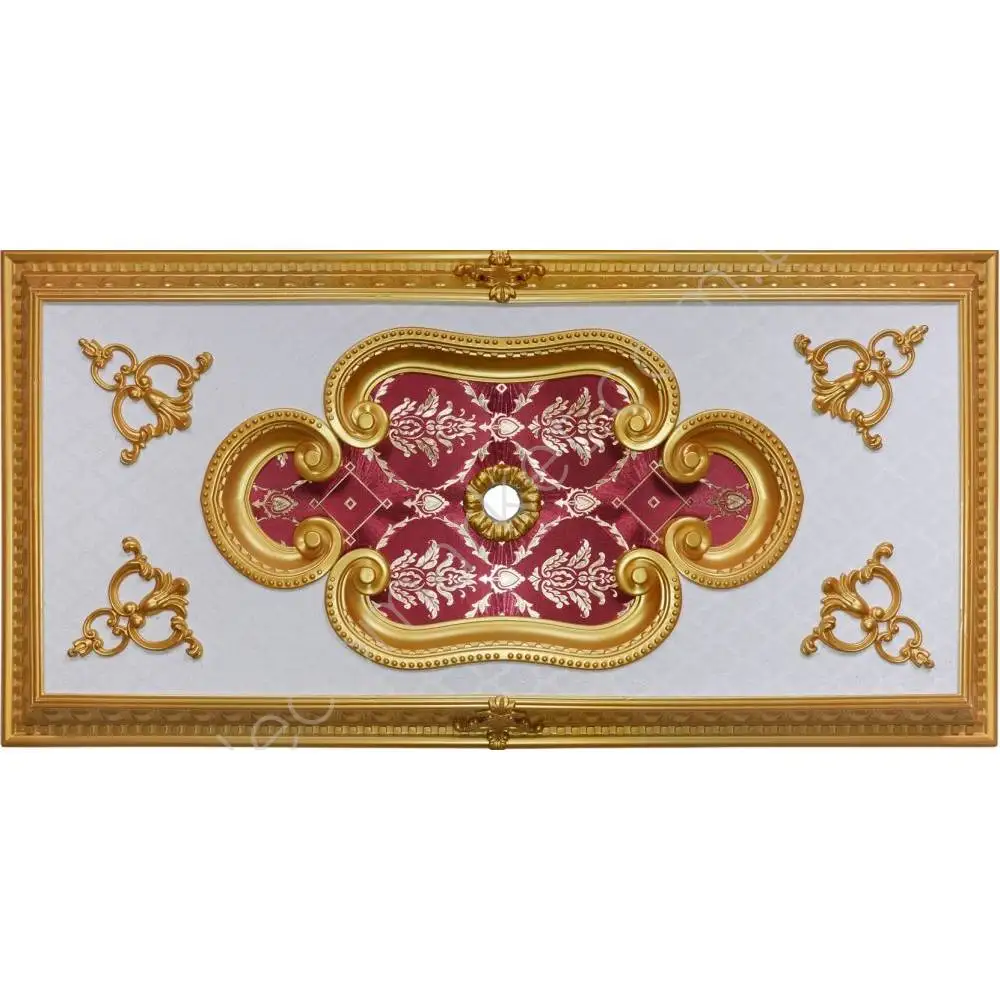 

DECOGOLD Decorative Rectangle Design Golden&Burgundy Colored Ceiling Medallion 60x120cm