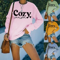 winter fashion womens sweaters casual cotton cozy season simple letter tops pullovers plus size long sleeved jackets