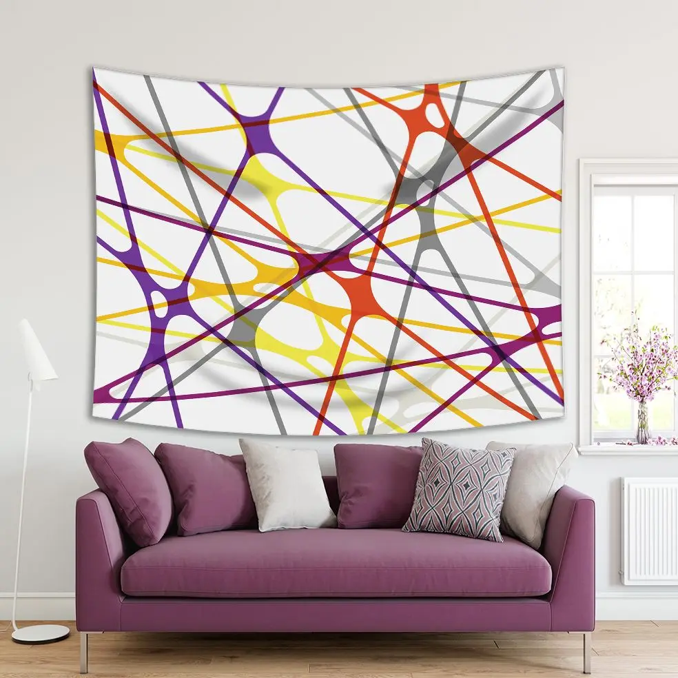 

Tapestry Modern Colorful Lines 2014geometrical Patterns Abstract Artwork Yellow Blue Purple Red