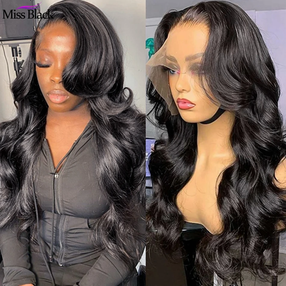 Miss Black 13X6 Transparent Body Wave Lace Frontal Wig 13X4 Lace Front Brazilian Remy Human Hair 4X4 Closure Wig For Black Women