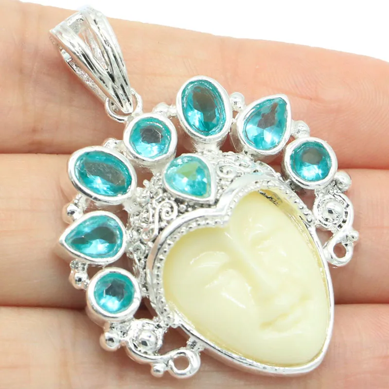 Кулон Серебряный женский с изображением морганита аквамарина и зеленого