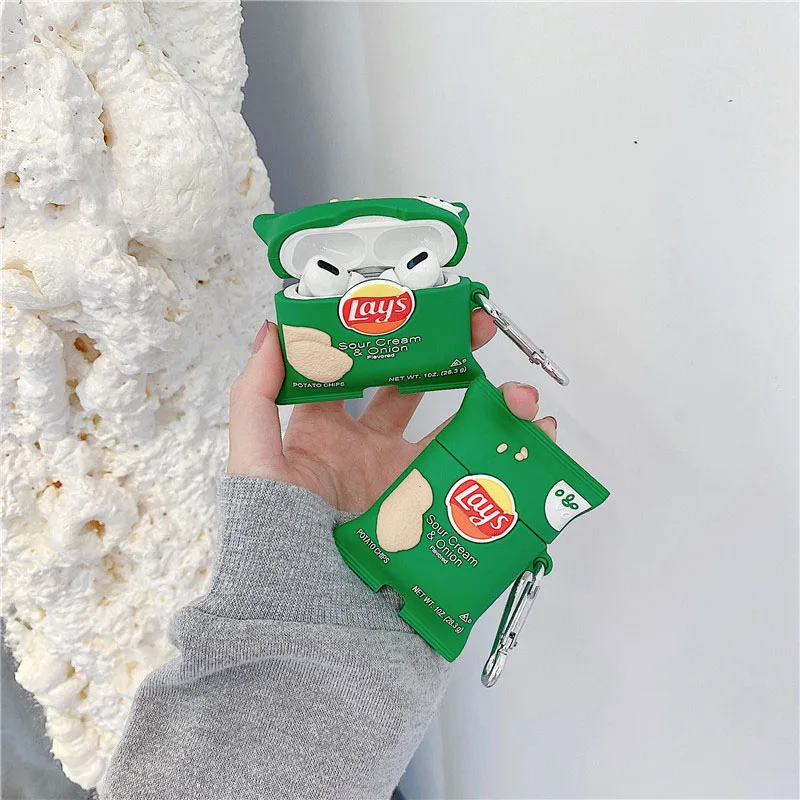 

Creative green potato chip bag AirPods Pro protective cover personalized Apple Bluetooth headset soft shell 1/2 generation apple