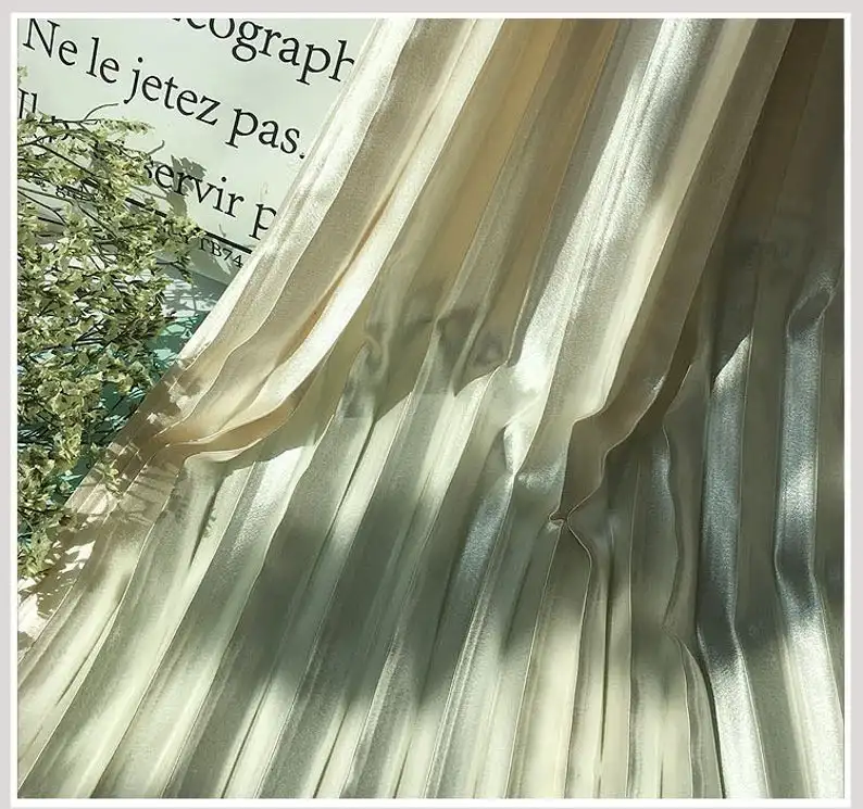

Light Champagne Pleated Satin Panel Satin Accordion Pleated Fabric