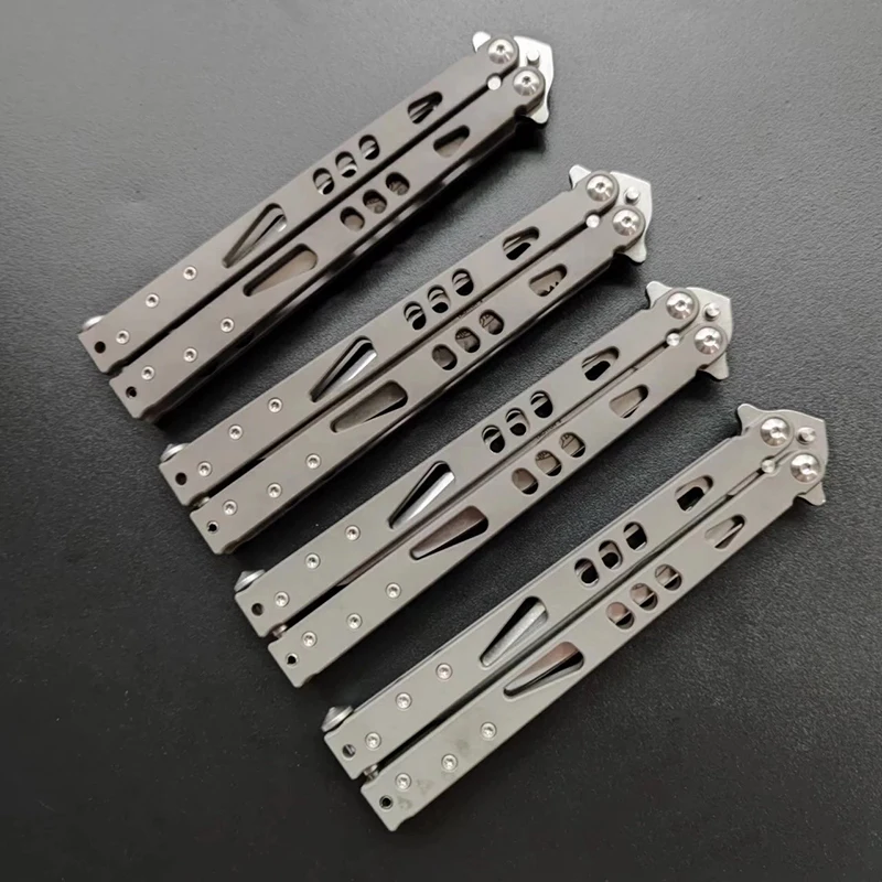 

Butterfly Trainer Knife Titanium alloy Handle VG10 stone wash Blade Hunting Tactical Knife EDC Free-swinging Pocket EDC Tool