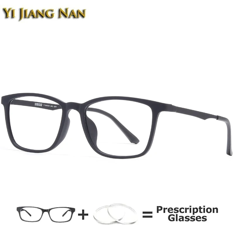 

Men Ready-Prescription Spectacle Square Big Rim TR90 Frame Titanium Temple Light Weight Optical Eyewear Glasses Frames for Women