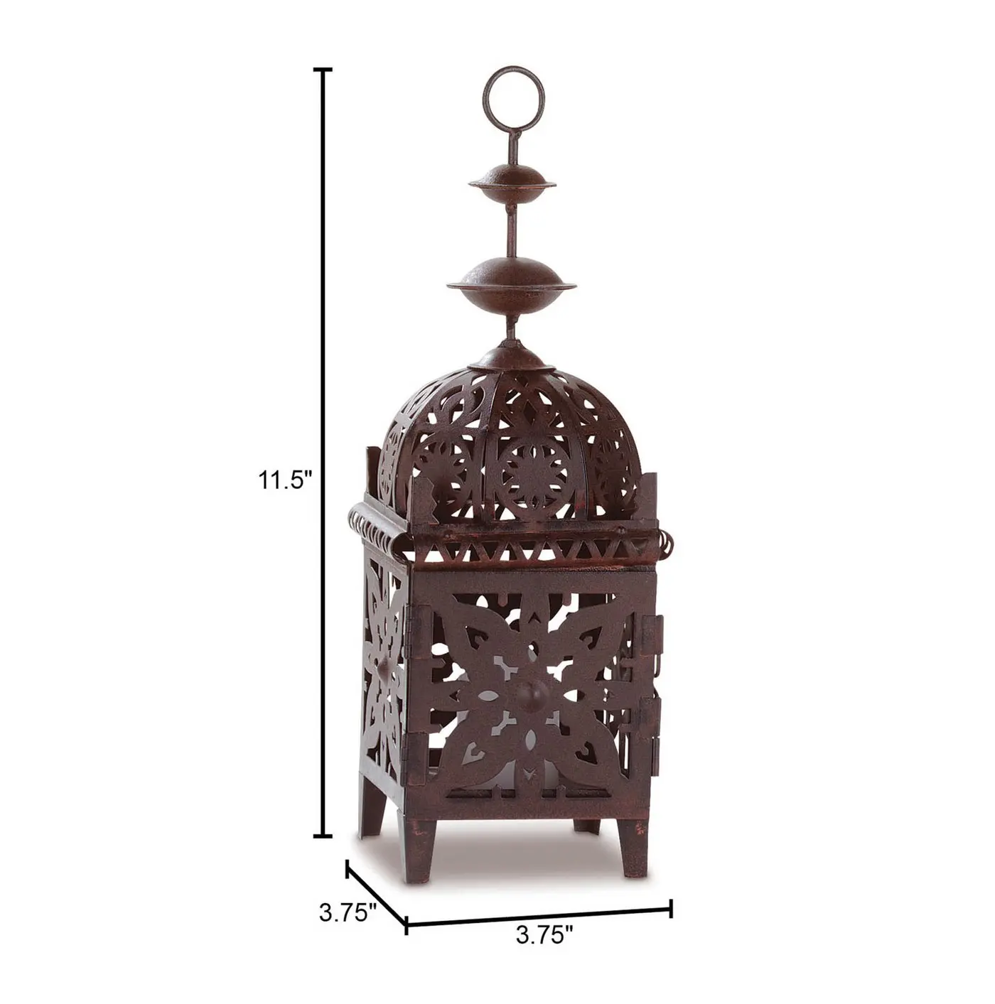 

Accent Plus Iron Ornate Black Cutout Focal and Moroccan Ornate Cutouts Metalwork Candle Lantern Decor - 11.5 inches