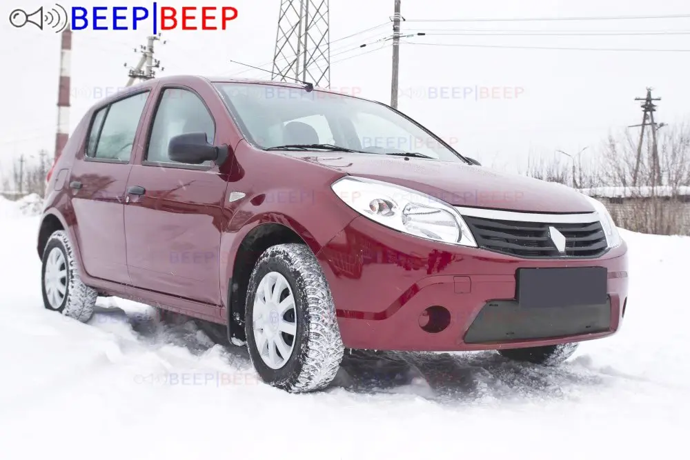 Зимняя крышка радиатора для Renault Sandero 2009 ~ 2013 пластик ABS рельефная передний бампер
