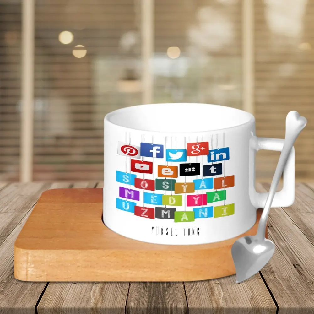 

Персонализированный профессиональный специалист в социальных сетях, деревянный керамический стакан Altlıklı-1