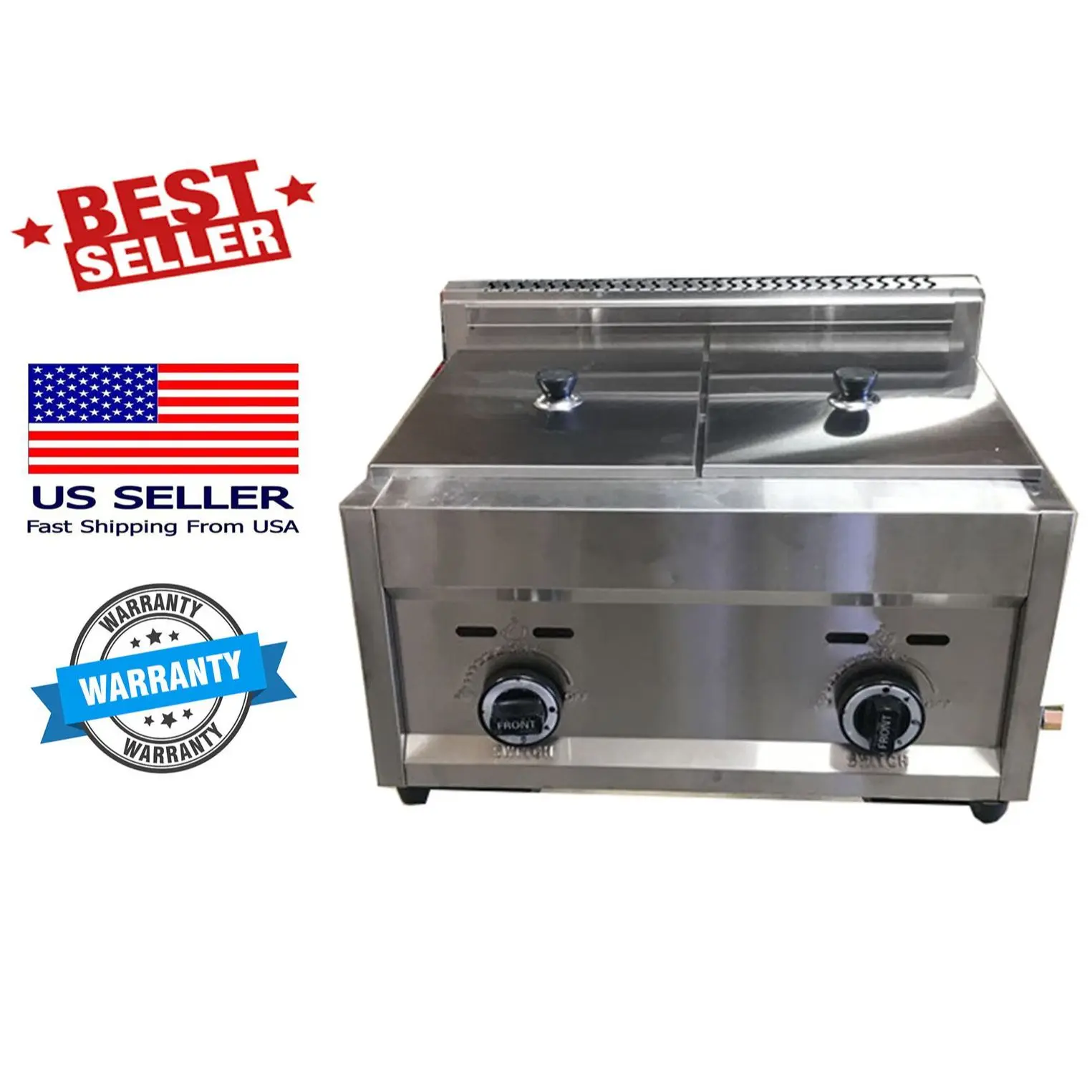 

Double Bin Deep Fryer Stainless Steel Two Basket Propane Regulator FY7