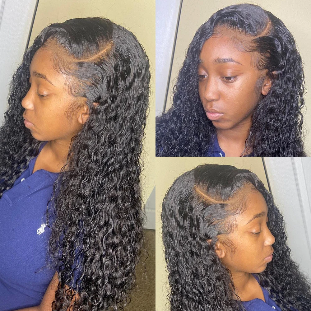 30 дюймов глубокая волна фронтальный парик кудрявые человеческие волосы для
