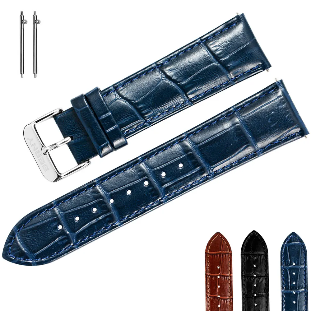 

Watch Band for Men Women Quick Release Stainless Steel Buckle Leather Genniune Wristwatch Bracelet Soft Breathable Wachbands