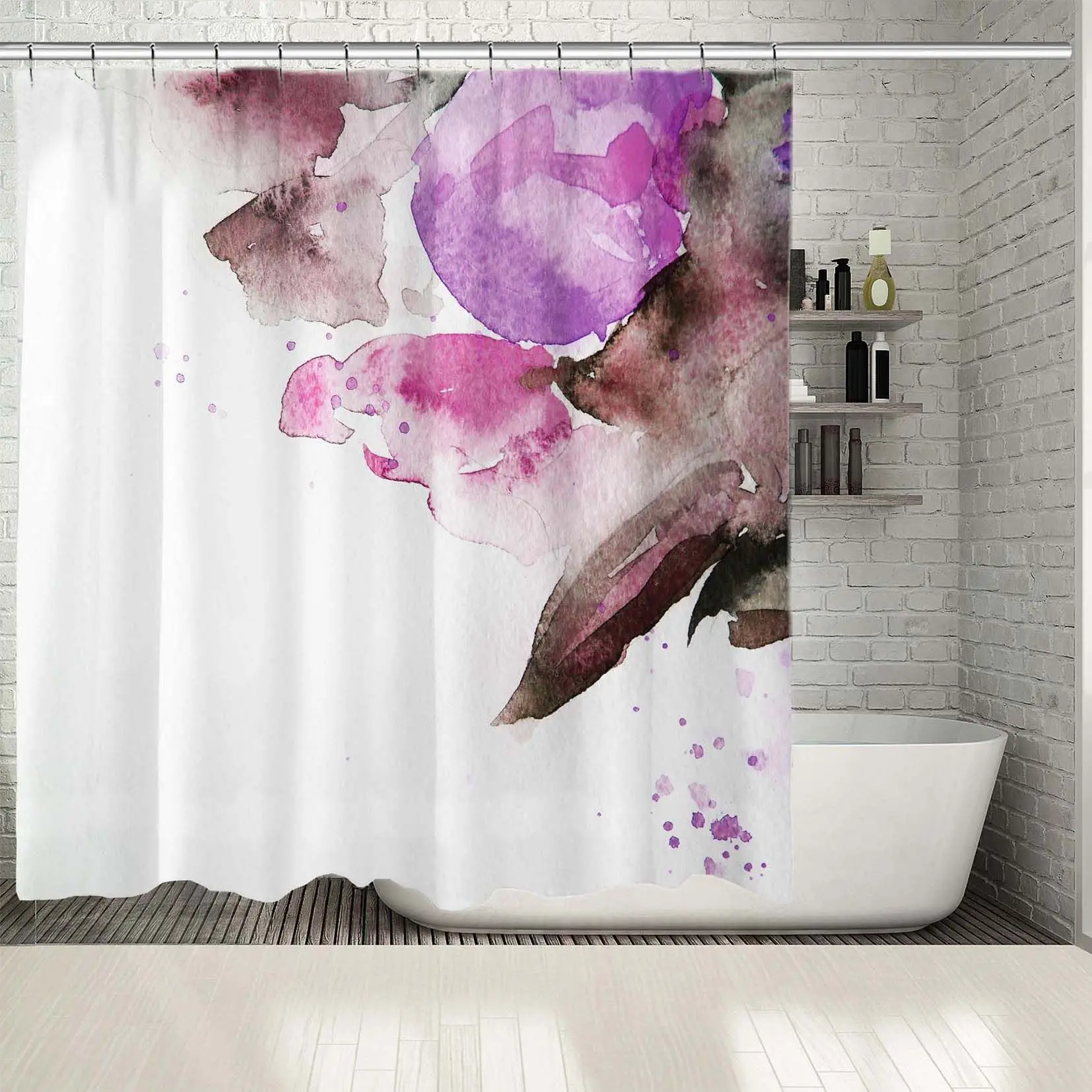 Занавеска для душа букет цветов весна лето сад природа украшение художественное