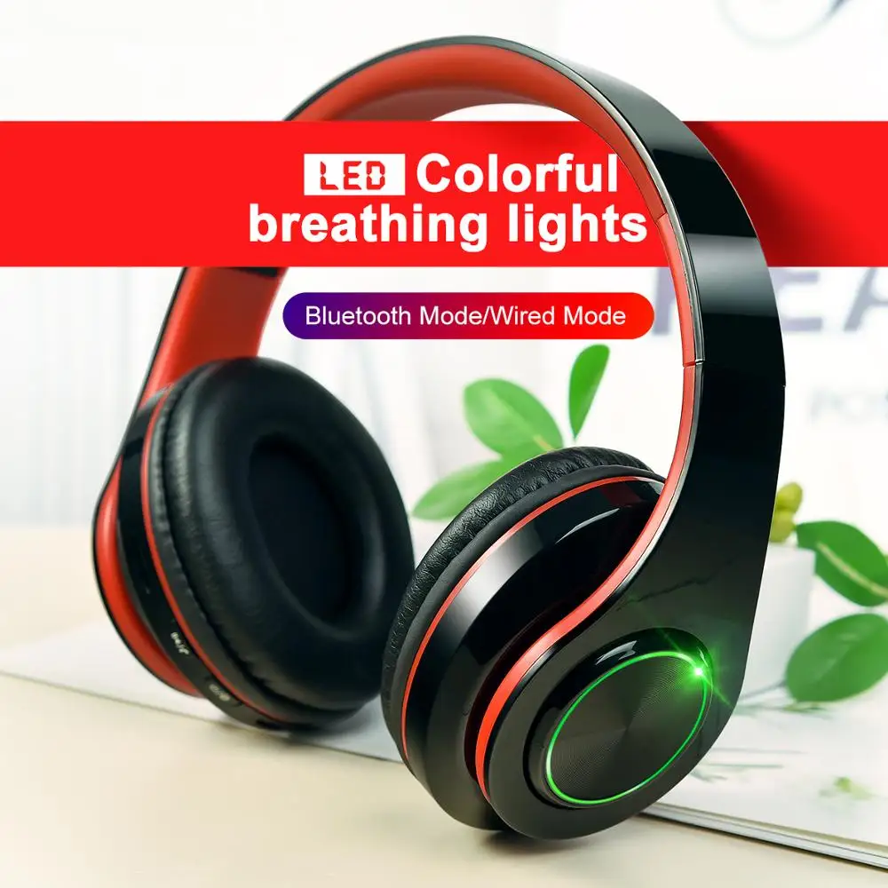 Bluetooth наушники B39 складные со светодиодсветодиодный подсветкой и