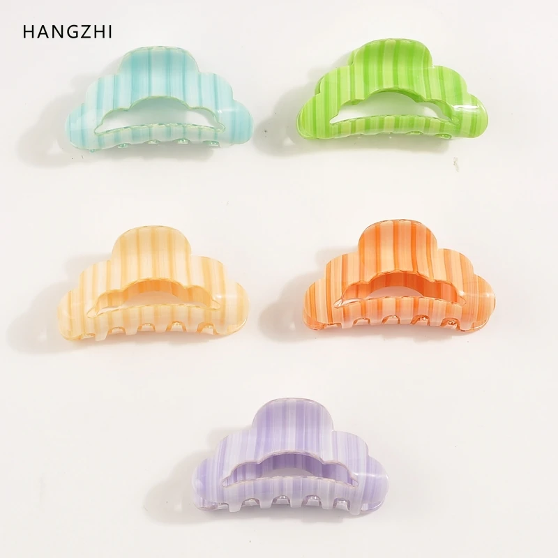 

HANGZHI модные красочные полосатые облака полые ацетатные Заколки для женщин девушек Ретро Милая Акула коготь волос Краб родственника