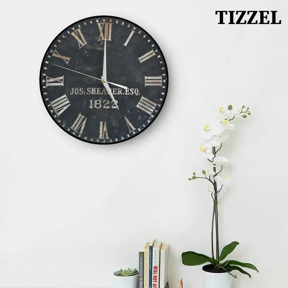 Часы настенные Joseph TIZZEL Wall Clock Wood Vintage Modern Design Antique Style For Home Living Room Kitchen 30 cm | Дом и сад