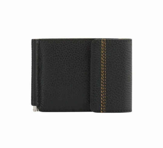 зажим для купюр 100% натуральная фактурная кожа с контрастной строчкой Z 11 BR-BL