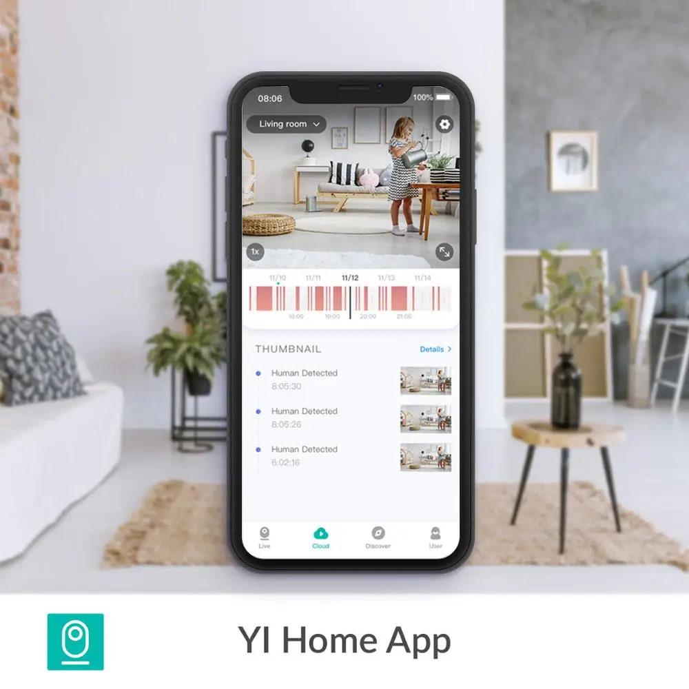 Купольная ip камера YI Dome Guard Camera Технология искусственного интеллекта Wi-Fi