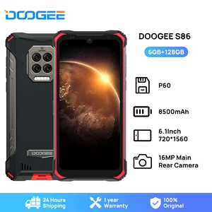 doogee s86 rugged smartphone 6gb128gb 8500mah super battery smart phone ip68ip69k mobile phone heliop60 octa core android 10 free global shipping