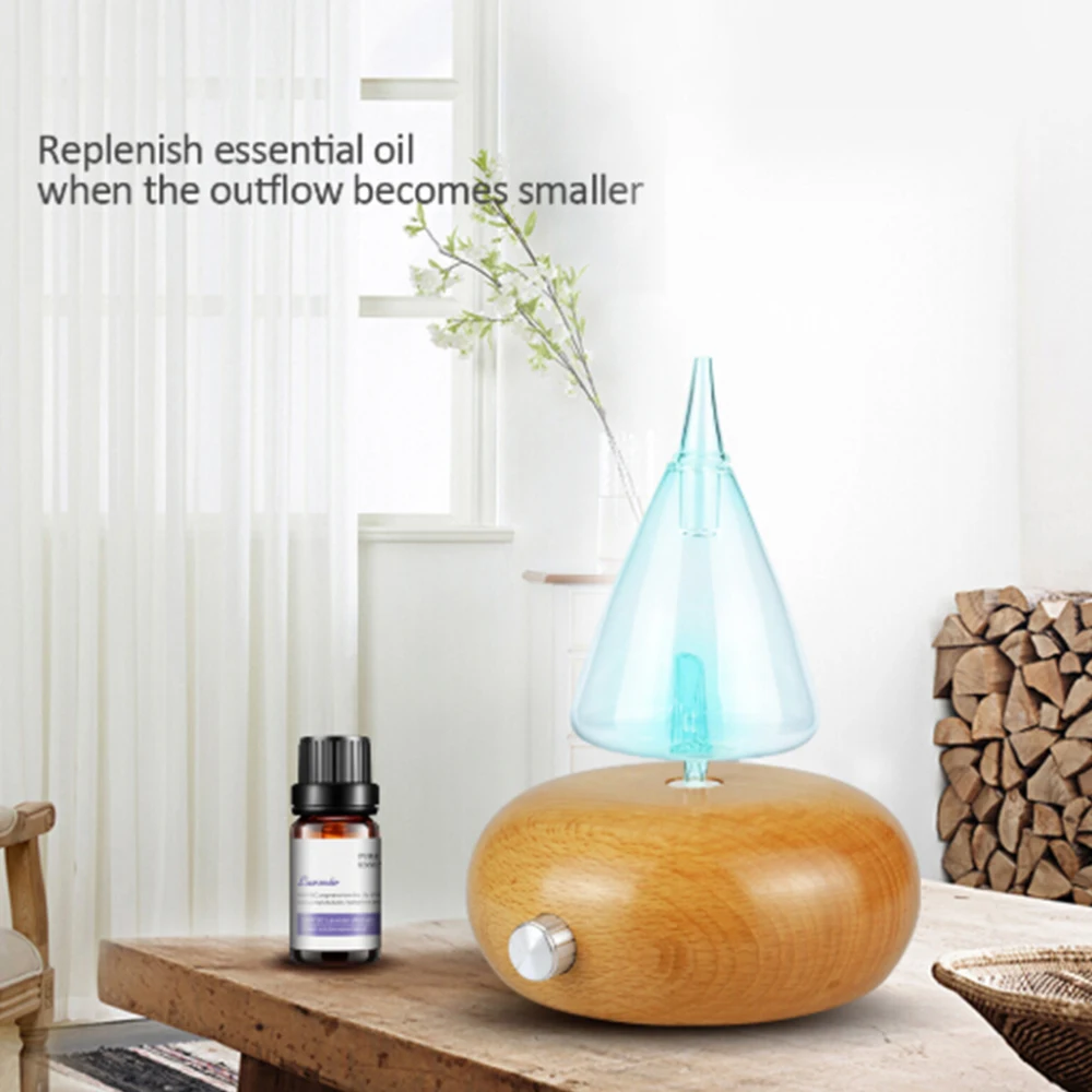 Безводный распылитель эфирных масел деревянный стеклянный ароманебулайзер для