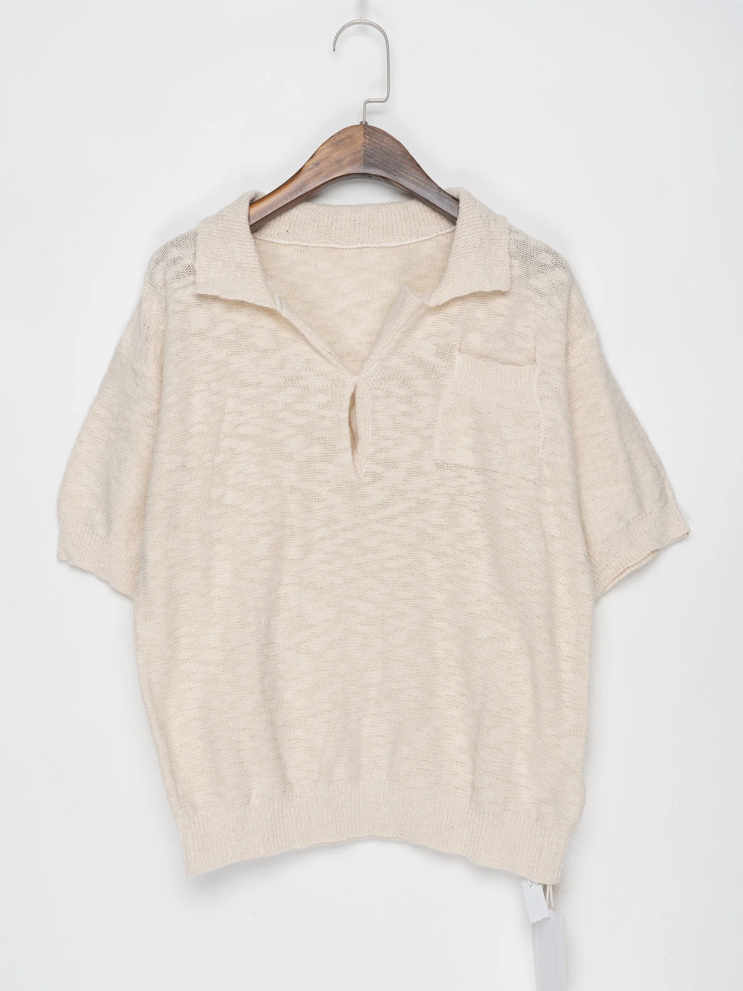 Женский хлопковый свитер-поло с коротким рукавом и воротником | Женская одежда