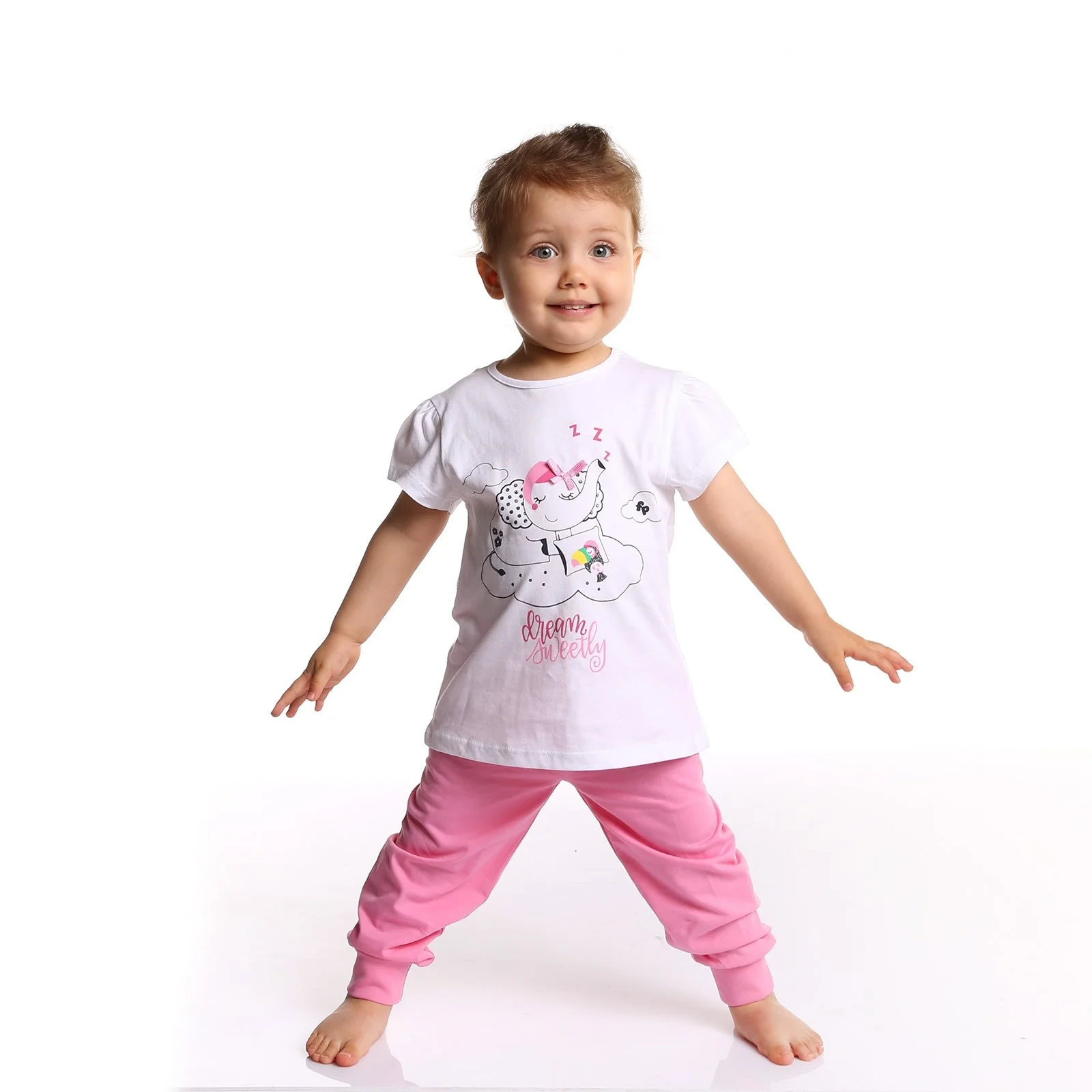 Ebebek Fisher Price/Летний пижамный комплект со слоном для маленьких девочек| |