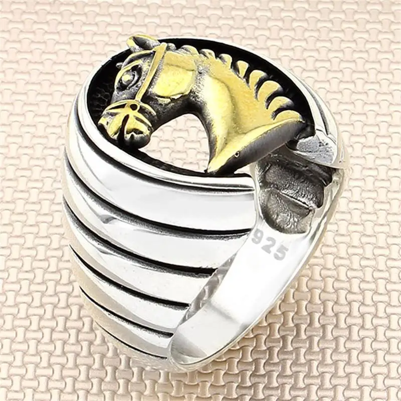Horse Ring 925 Sterling Silver Ring Pure Original Unique Design For Men High Quality Handmade Turkish Jewelry