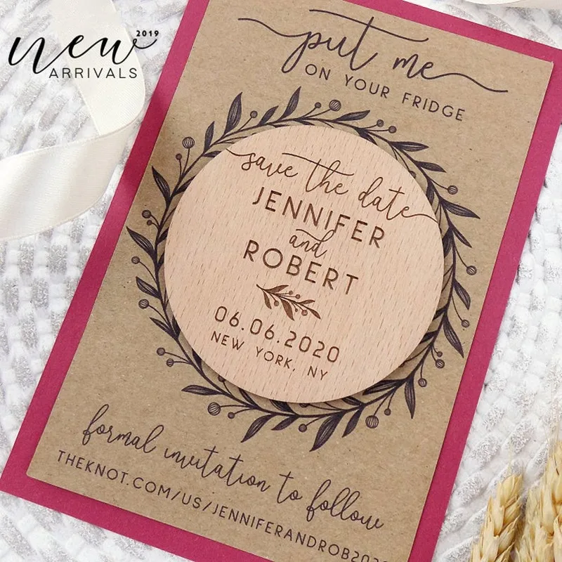 Деревянные сувениры на заказ деревенские магниты для сохранения даты свадебное