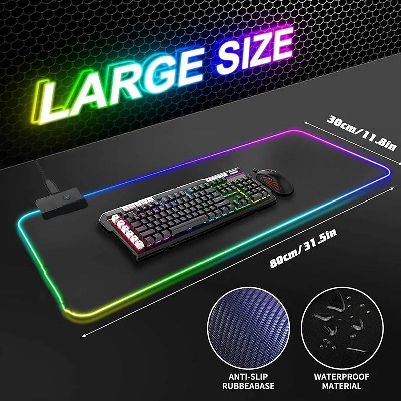 Цветная (RGB игровая Мышь Pad Beexcellent 14 режима света мягкий коврик анти-скольжения