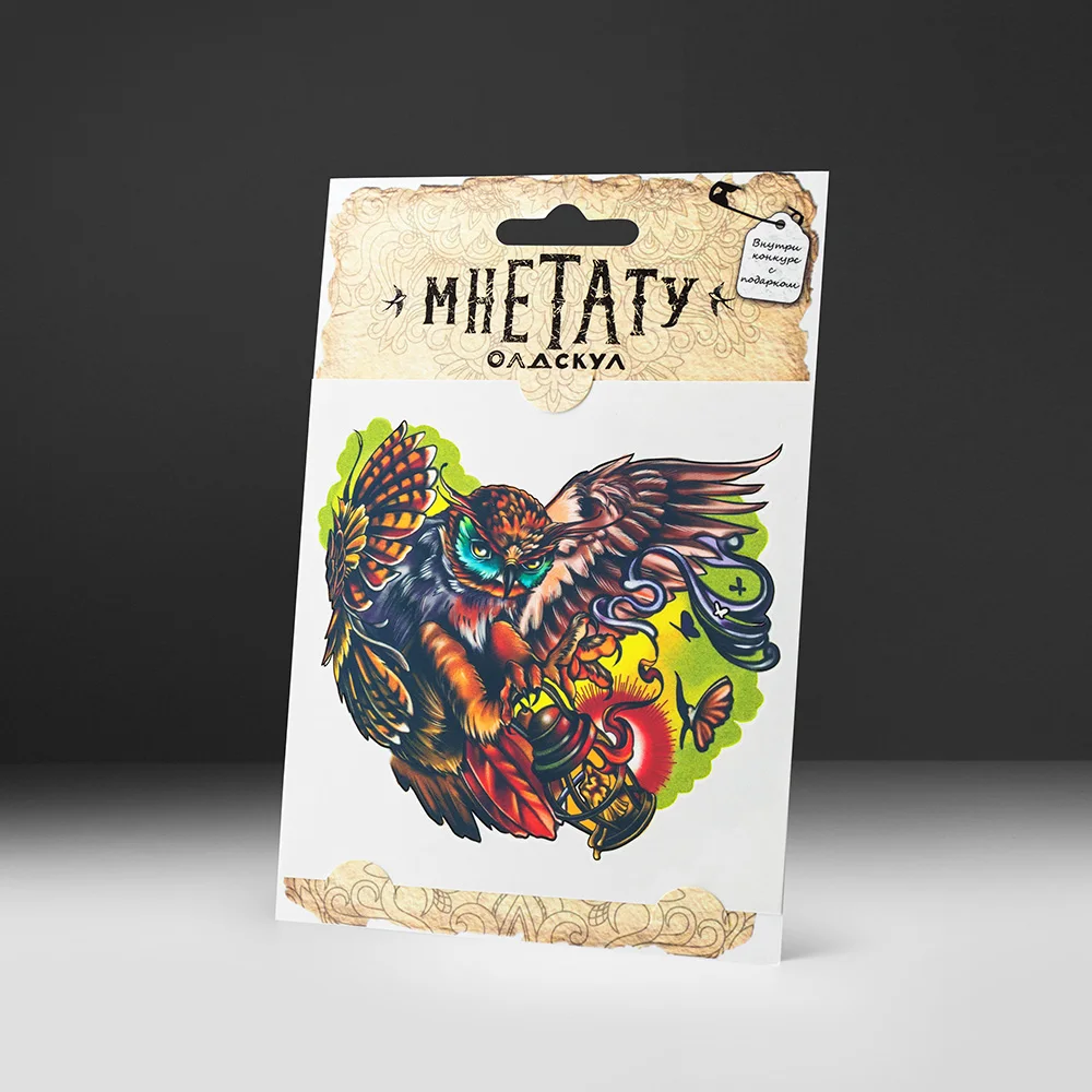 Переводная татуировка MneTatu &quotНочная сова&quot Олд Скул|Временные тату| |