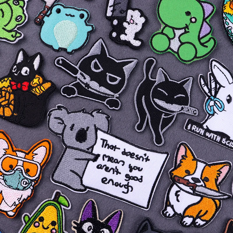 

Hippie Patch Cartoon Animal Embroidery Patches For Clothing Cat Patch Iron On Patches On Clothes Koala Sticker For Clothes Decor