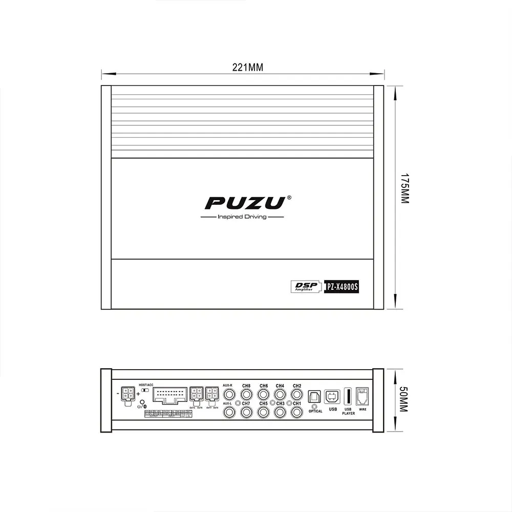 Цифровой усилитель PUZU Bluetooth автомобильный DSP 8x150 Вт 4 в 8 выходов |