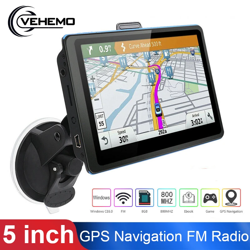 Vehemo GPS навигатор 5 &quotАвтомобильный 8 Гб 128 МБ автомобильный Автомобильный Радио