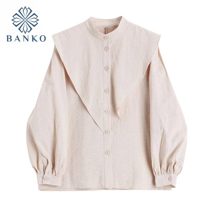 

Casual Elegant Women Blouse 2021 Autumn Winter Shirt Women Long Sleeve Shirt Fashion Loose Korean Style O Collar Button Up Top
