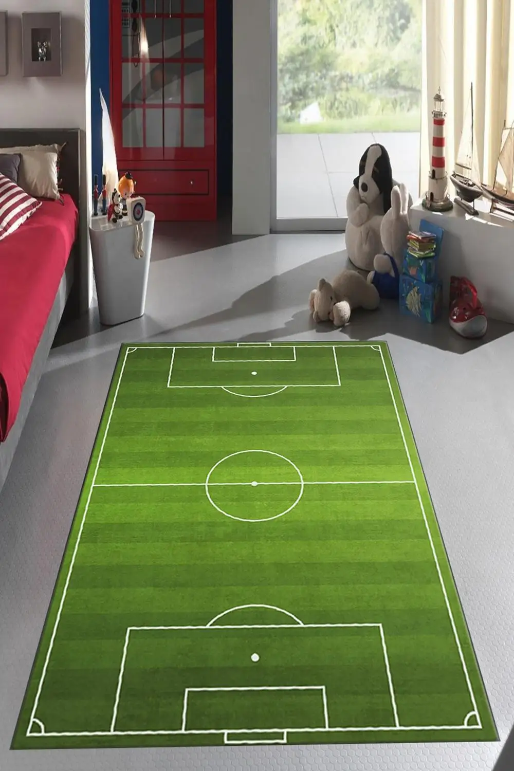 

Football Game Carpet for Childrens Room Thin Antibacterial Antiallergic Stain Resistant Floor Covering Mat