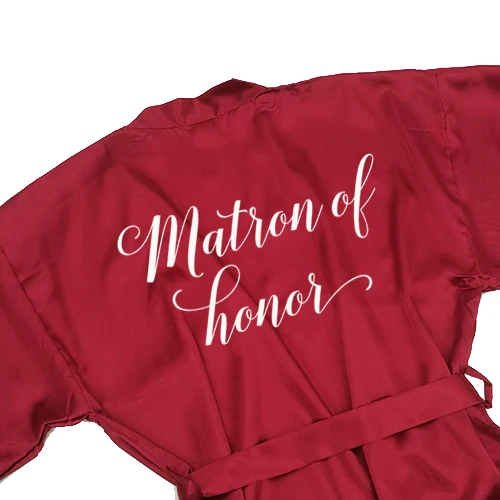matron honor Sisbigdey Burgundy Satin Kimono Robes women short pajamas dressing gown wine red Bridesmaid Gift team bride Bridal Party Robes - Цвет: matron honor