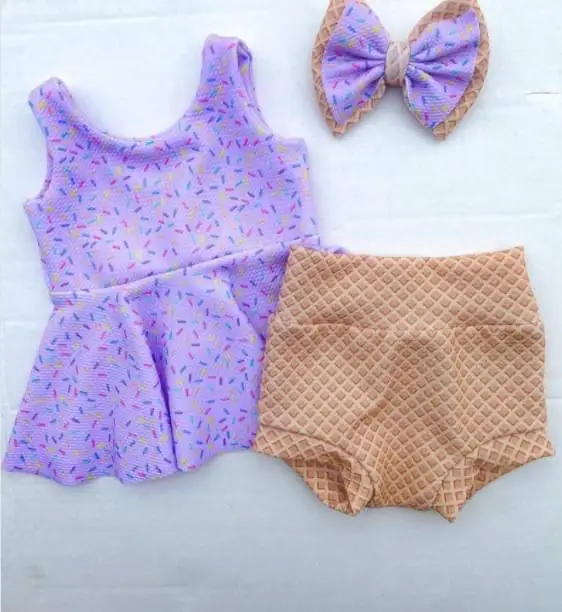 Летние Детские платья RTS без рукавов с принтом печенья вафельная еда маленькие