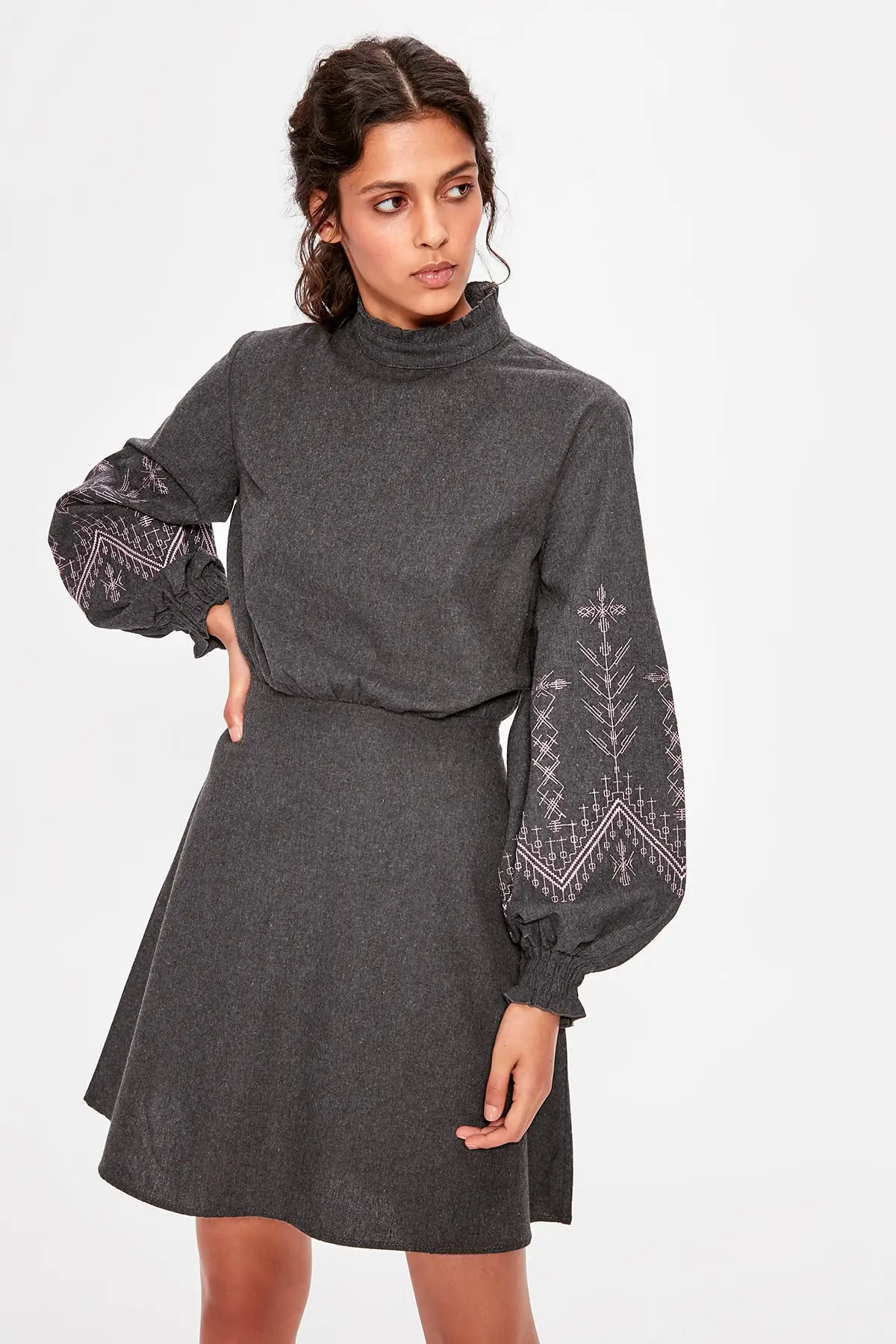 Платье с вышивкой цвет темно синий|Женские платья| |