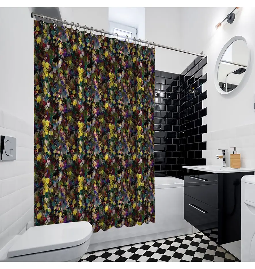 Занавеска для душа цветные листья на Земле кленовые осиновые дуб бук ольха