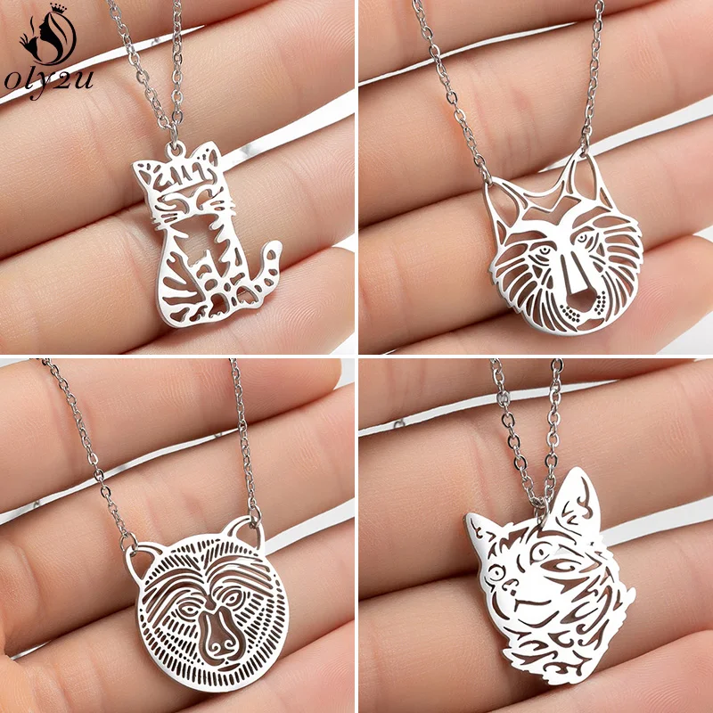 Женское Ожерелье из нержавеющей стали с изображением Льва повседневная