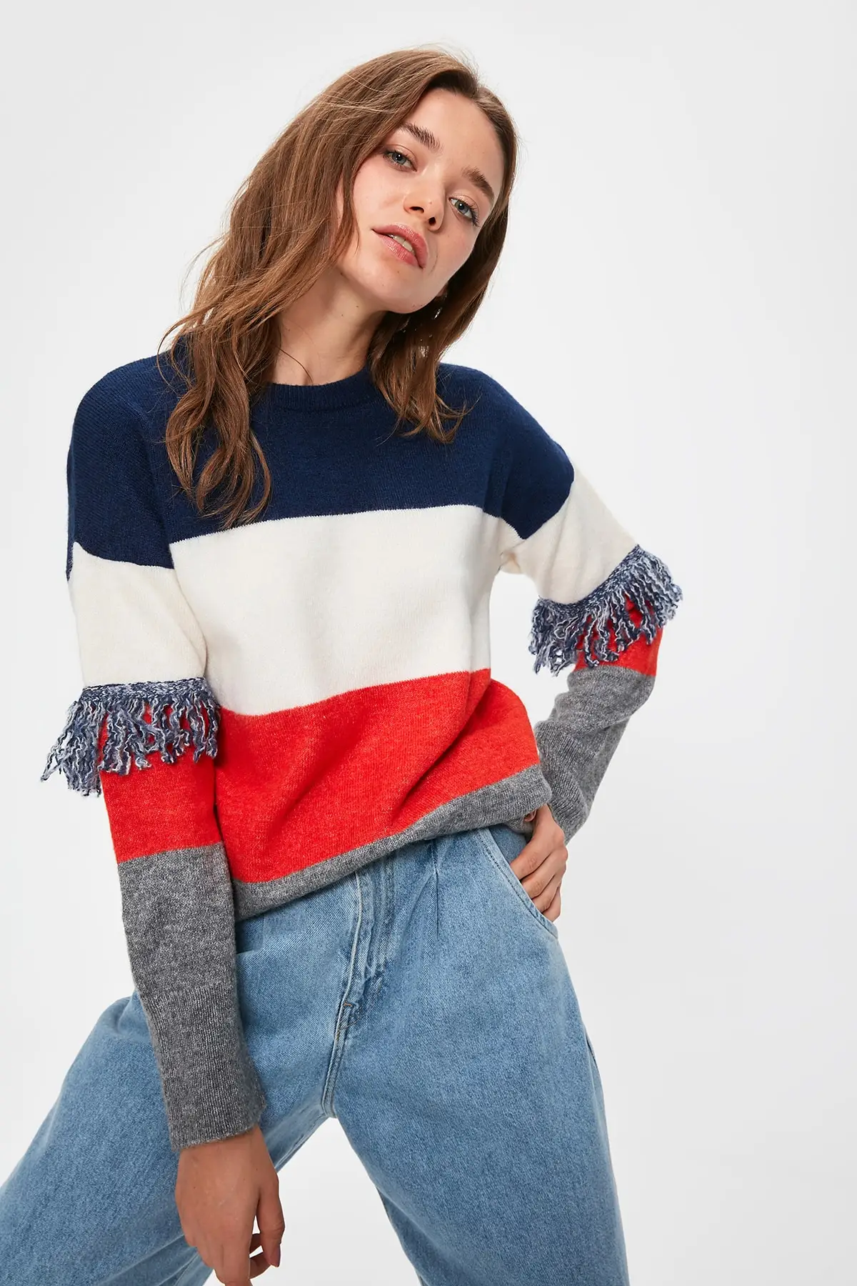 Темно синие трикотажные изделия с кисточками TWOAW20NK0011| |