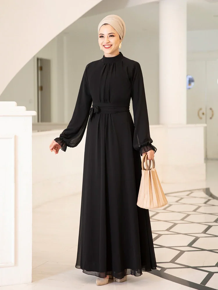 Женское платье, мусульманское исламское шифоновое хиджаб Абая, современный роскошный пояс с подкладкой, высокое качество, сделано в турецк...