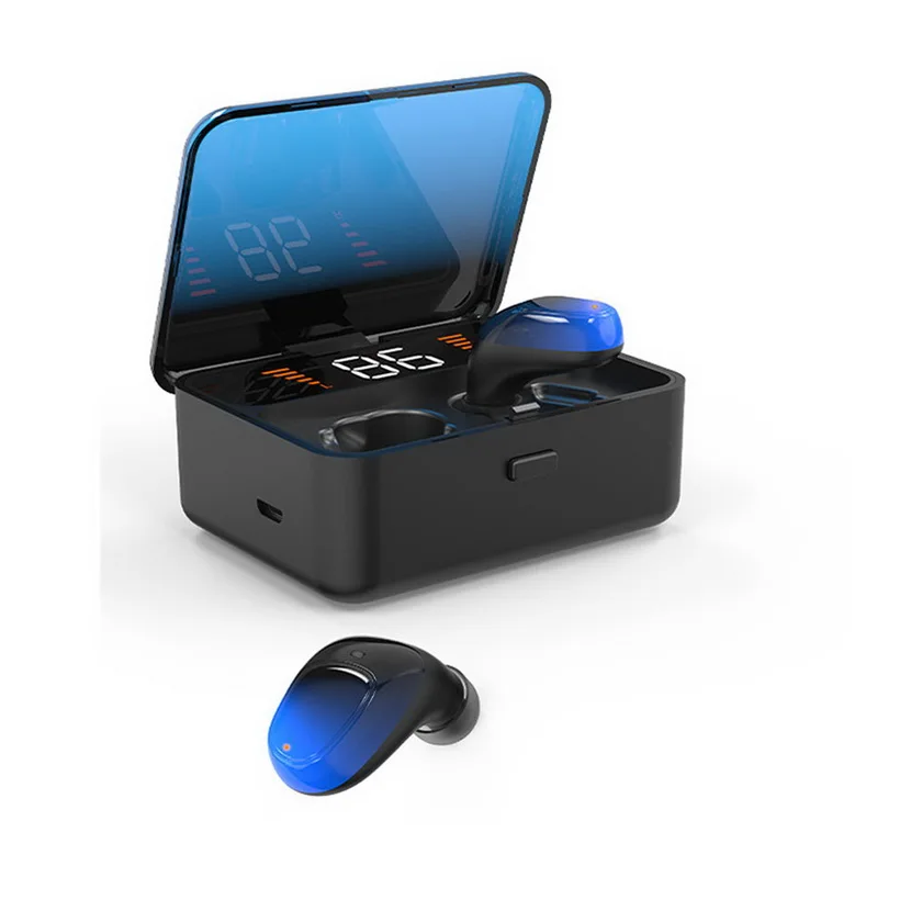 Синий 50 шт., комплект ES01, TWS, Bluetooth наушники V5.0, сенсорные беспроводные наушники, 9D, стерео, Спортивная, водонепроницаемая гарнитура - Цвет: Синий