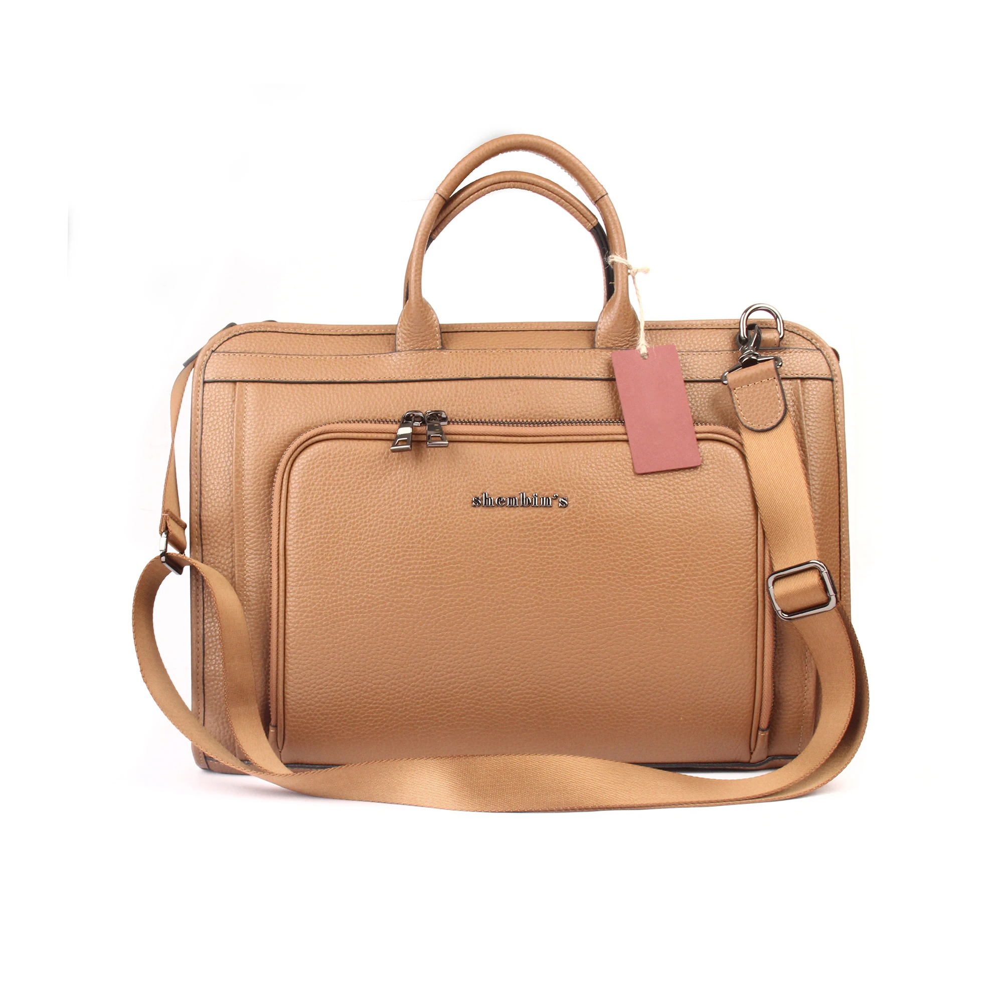 Men's Tobacco Color Messenger Bag, Genuine Calf Leather, , 30x40 cm, Double Front Pocket, Business Documents Laptop Cellphone