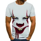Летняя самая продаваемая модная новая футболка с 3D изображением дикого мальчика, мужская повседневная забавная футболка с клоунским фильмом ужасов и короткими рукавами
