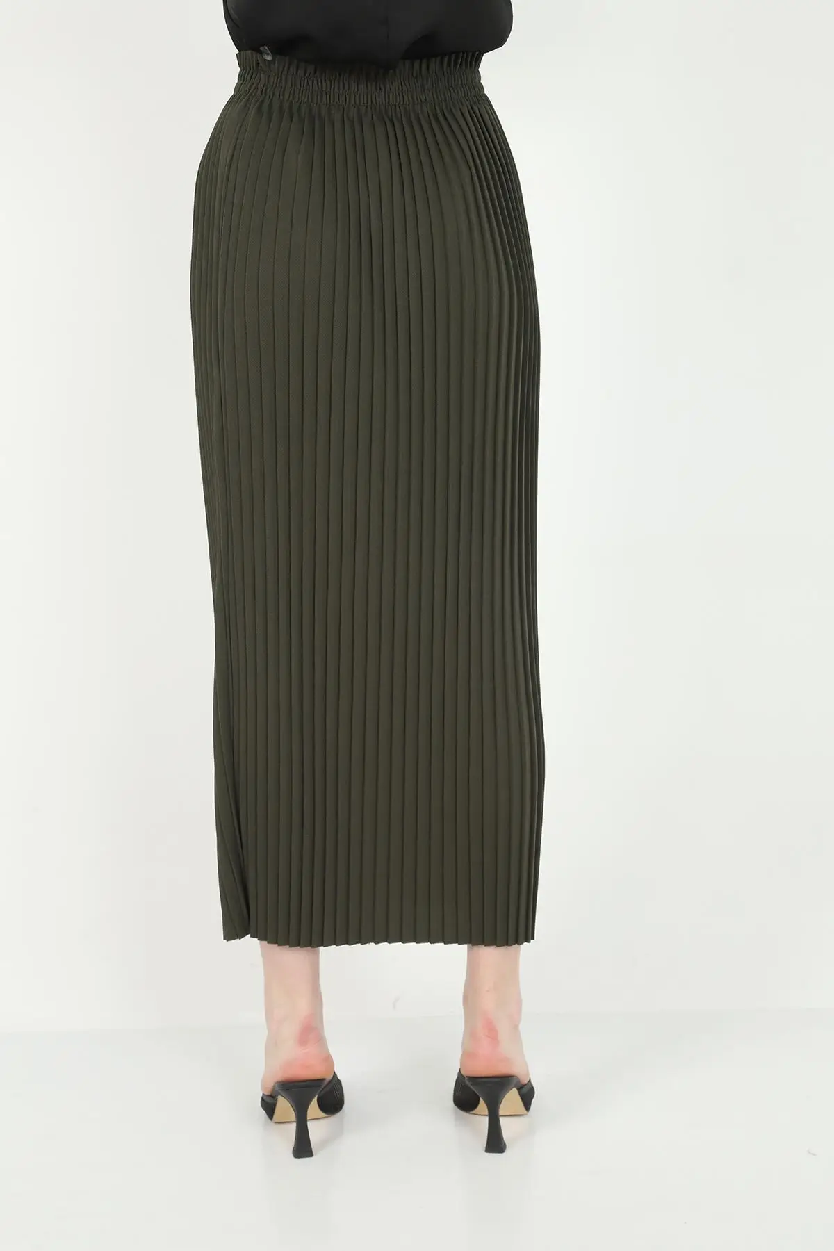 

New fashion wonderful knee skirt Women Pleated Khaki Skirt quality fabric 2021 European cut style