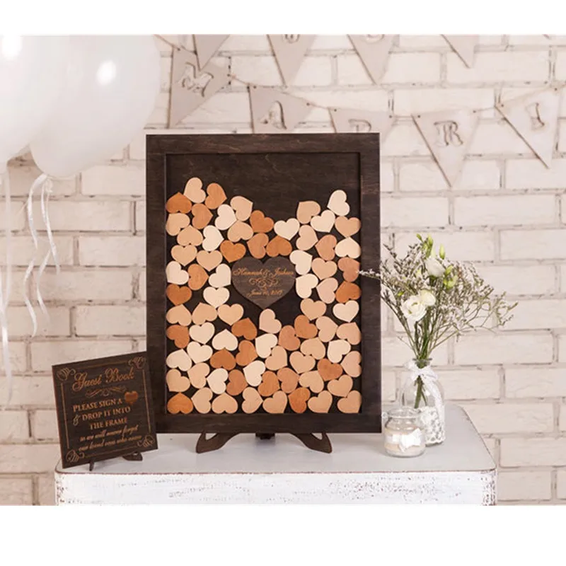 Деревенская книга для гостей в форме сердца альтернативная деревянная Гостевая