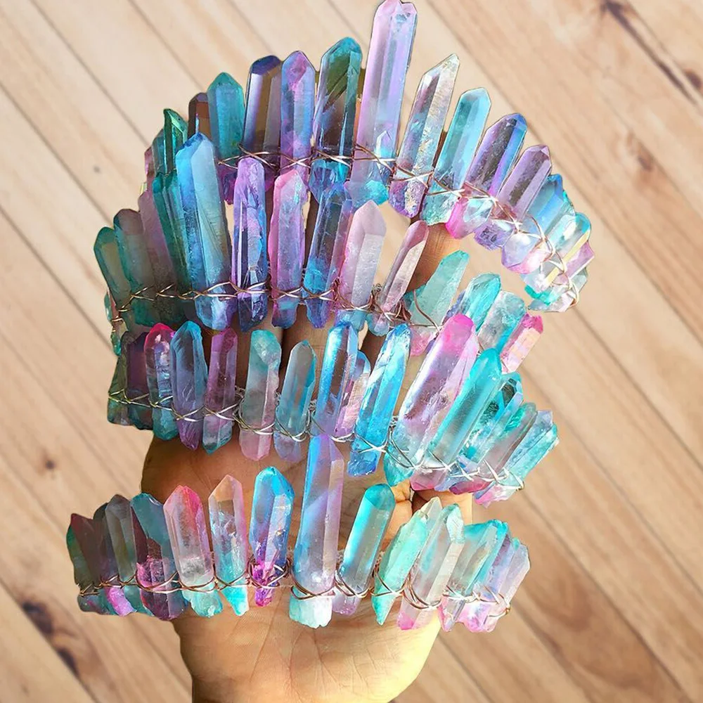 Радужная Русалка цвет натуральный кристалл луна Кристалл головная повязка викан