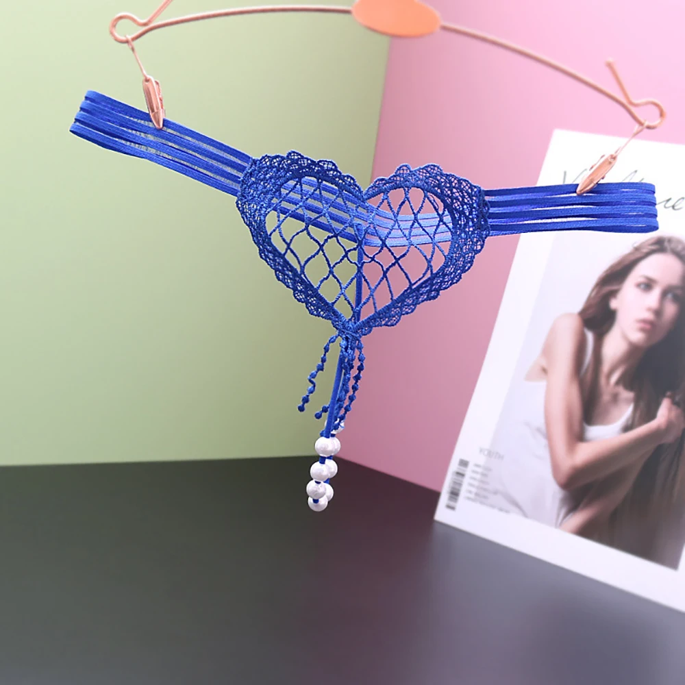 

Hot Mesh Transparent G-string Panties Women's Underwear P198 Sexy Female Underpants Hollow Pearl Thong Solid Color Lingerie